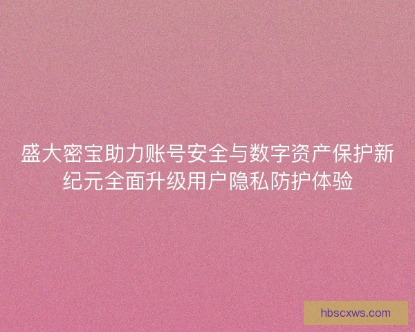 盛大密宝助力账号安全与数字资产保护新纪元全面升级用户隐私防护体验