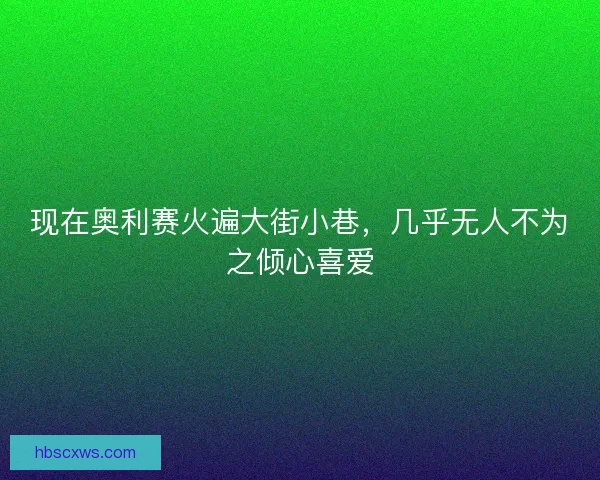 现在奥利赛火遍大街小巷，几乎无人不为之倾心喜爱
