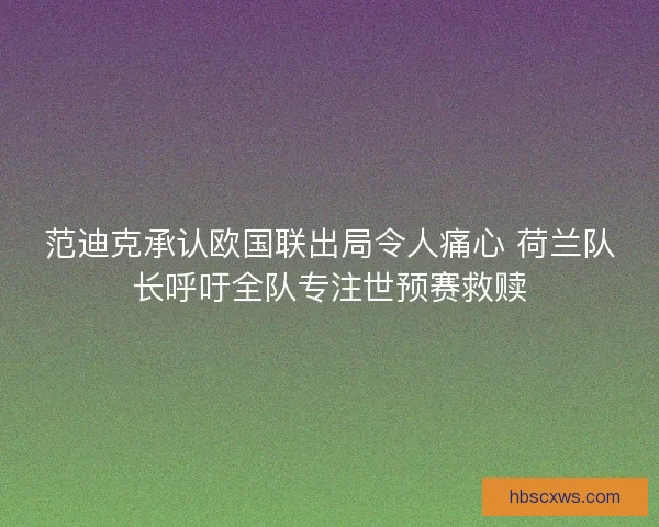 范迪克承认欧国联出局令人痛心 荷兰队长呼吁全队专注世预赛救赎