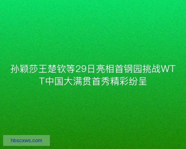 孙颖莎王楚钦等29日亮相首钢园挑战WTT中国大满贯首秀精彩纷呈