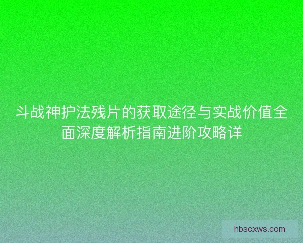 斗战神护法残片的获取途径与实战价值全面深度解析指南进阶攻略详