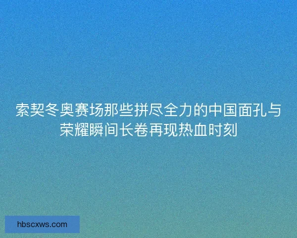 索契冬奥赛场那些拼尽全力的中国面孔与荣耀瞬间长卷再现热血时刻