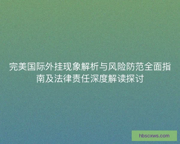 完美国际外挂现象解析与风险防范全面指南及法律责任深度解读探讨